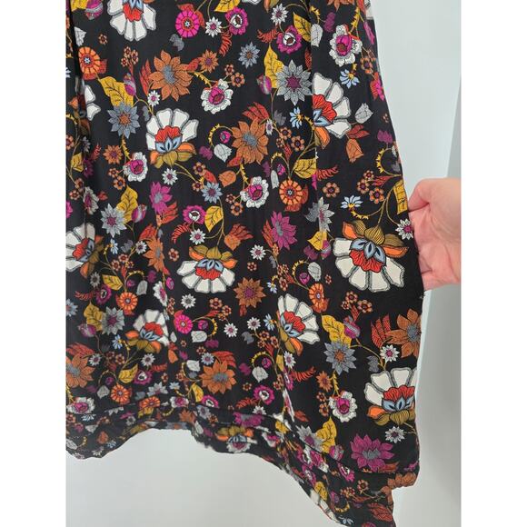 J. Jill Floral Mini Dress M | Black Multi Sleeveless Boho Spring Summer - Picture 3 of 8